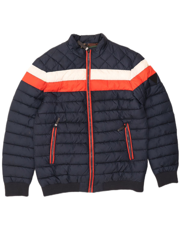 Jachetă căptușită pentru bărbați Guess UK 42 XL bleumarin poliester color bloc