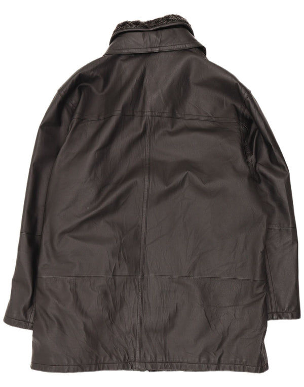 Palton din piele vintage pentru bărbați UK 44 2XL negru