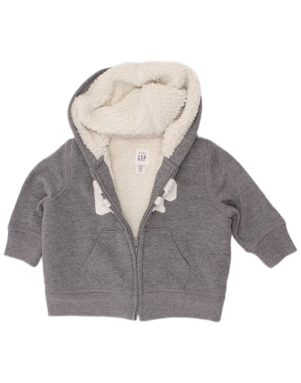 Gap Baby Boys Pulover Graphic Zip Hoodie 3-6 Luni Bumbac Gri