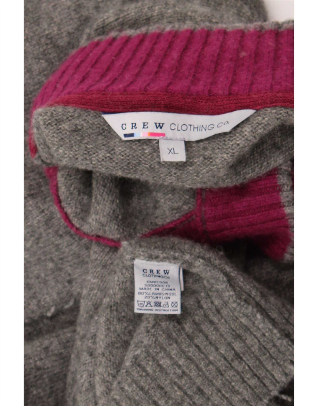Crew Clothing Pulover pentru bărbați cu gât cu nasturi XL Lână gri