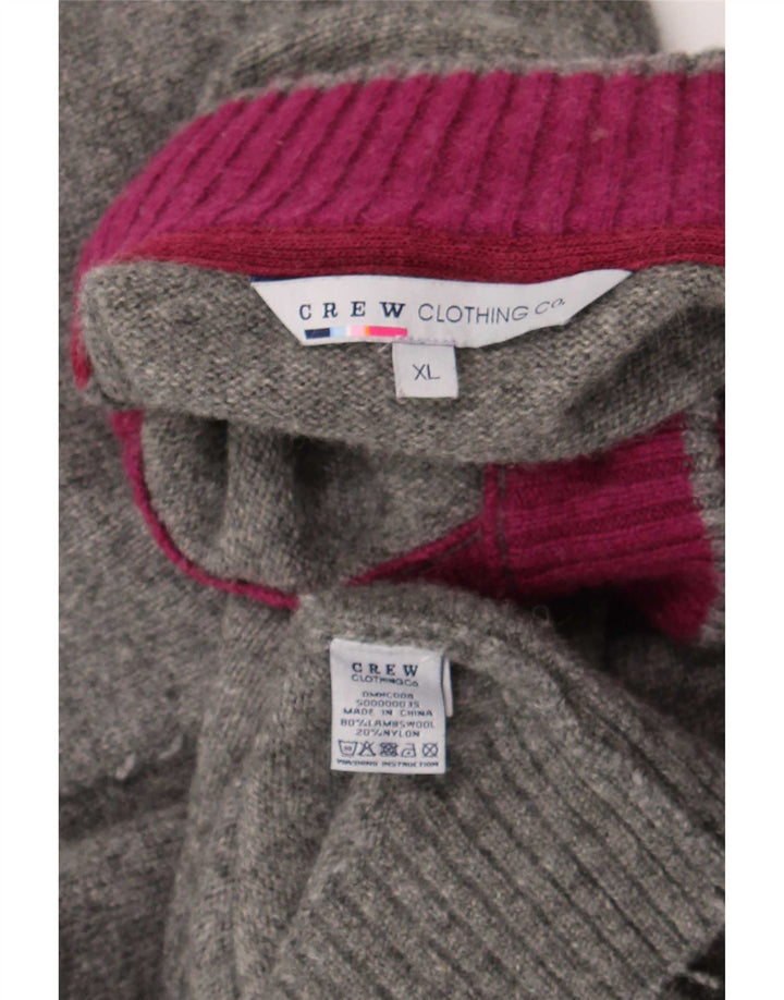 Crew Clothing Pulover pentru bărbați cu gât cu nasturi XL Lână gri