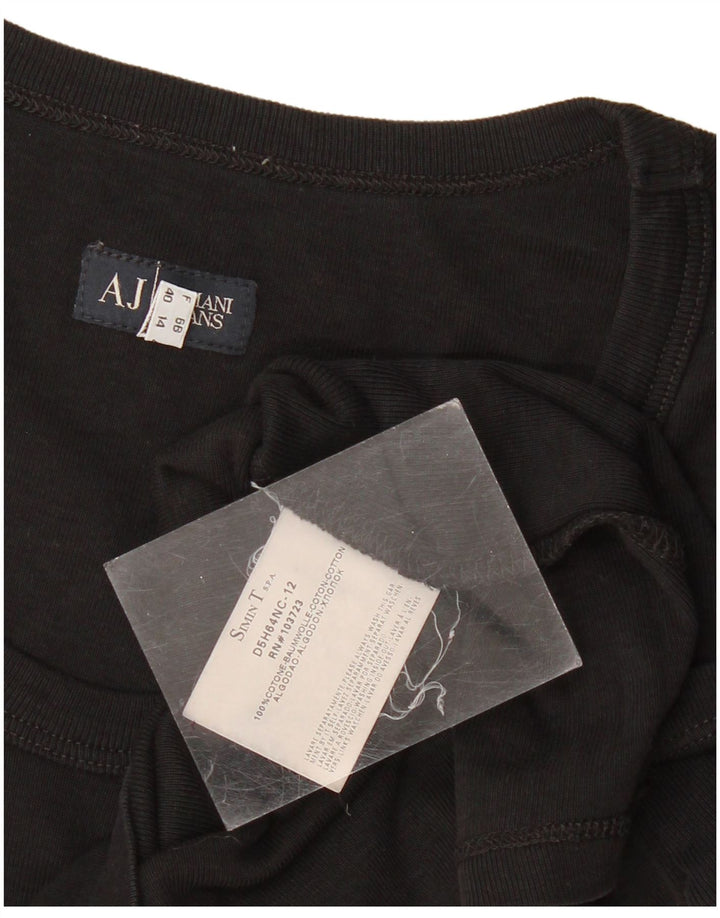 Armani Jeans Tricou cu grafic pentru femei Top UK 14 Medium Black Bumbac
