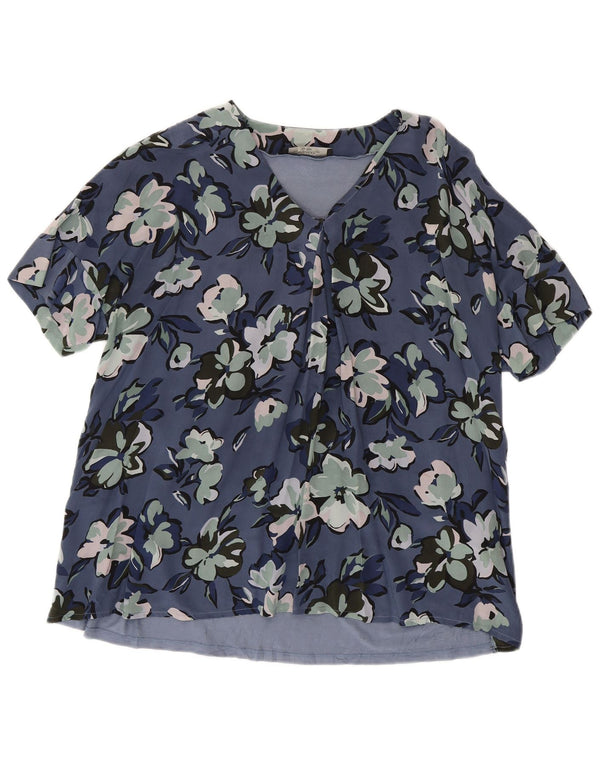 Bluză de weekend pentru femei Max Mara, UK 18 XL, mătase florală, albastru marine