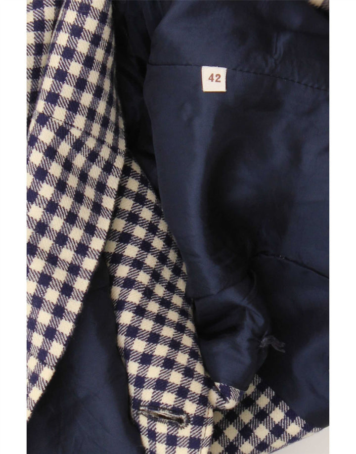 Jachetă vintage pentru femei cu piept dublu IT 42 Medium Bleumarin Vichy