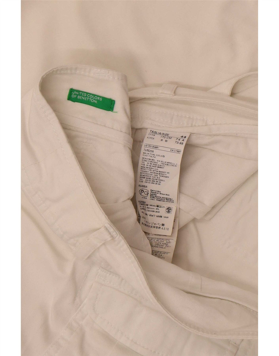Pantaloni casual pentru femei Benetton Bootcut IT 44 Medium L32 L32 Bumbac alb