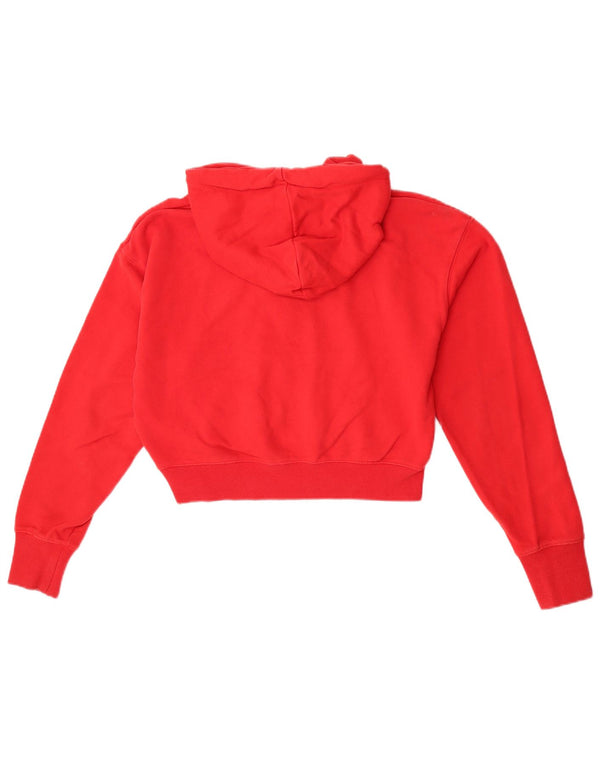 Jumper Superdry pentru femei, supradimensionat, crop grafic, bumbac roșu, UK 10