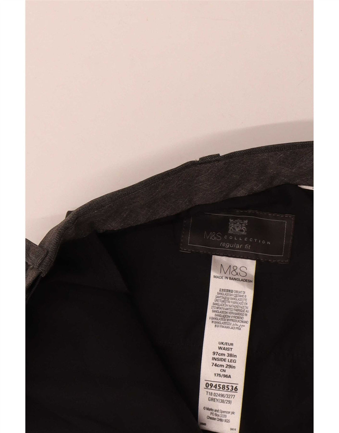 Marks & Spencer Pantaloni de costum pentru bărbați, drepti, cu croiala normală, L38 L29, gri