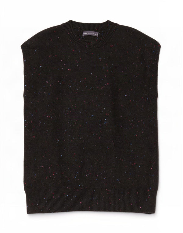 Marks & Spencer Womens Vest Tank Top UK 10 Small Black Flecked Acrylic