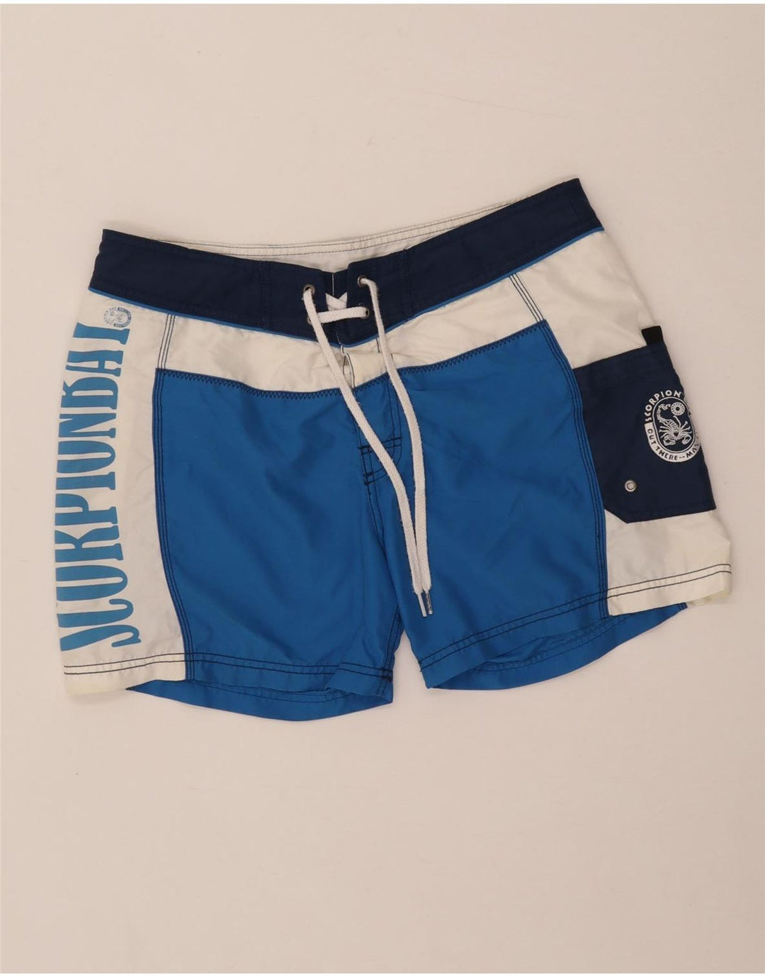 Pantaloni scurți de înot cu grafică pentru bărbați Scorpion Bay, din poliester color block, albastru