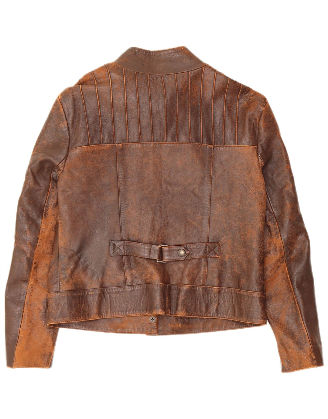 Jachetă de piele vintage pentru femei UK 10 Maro mic