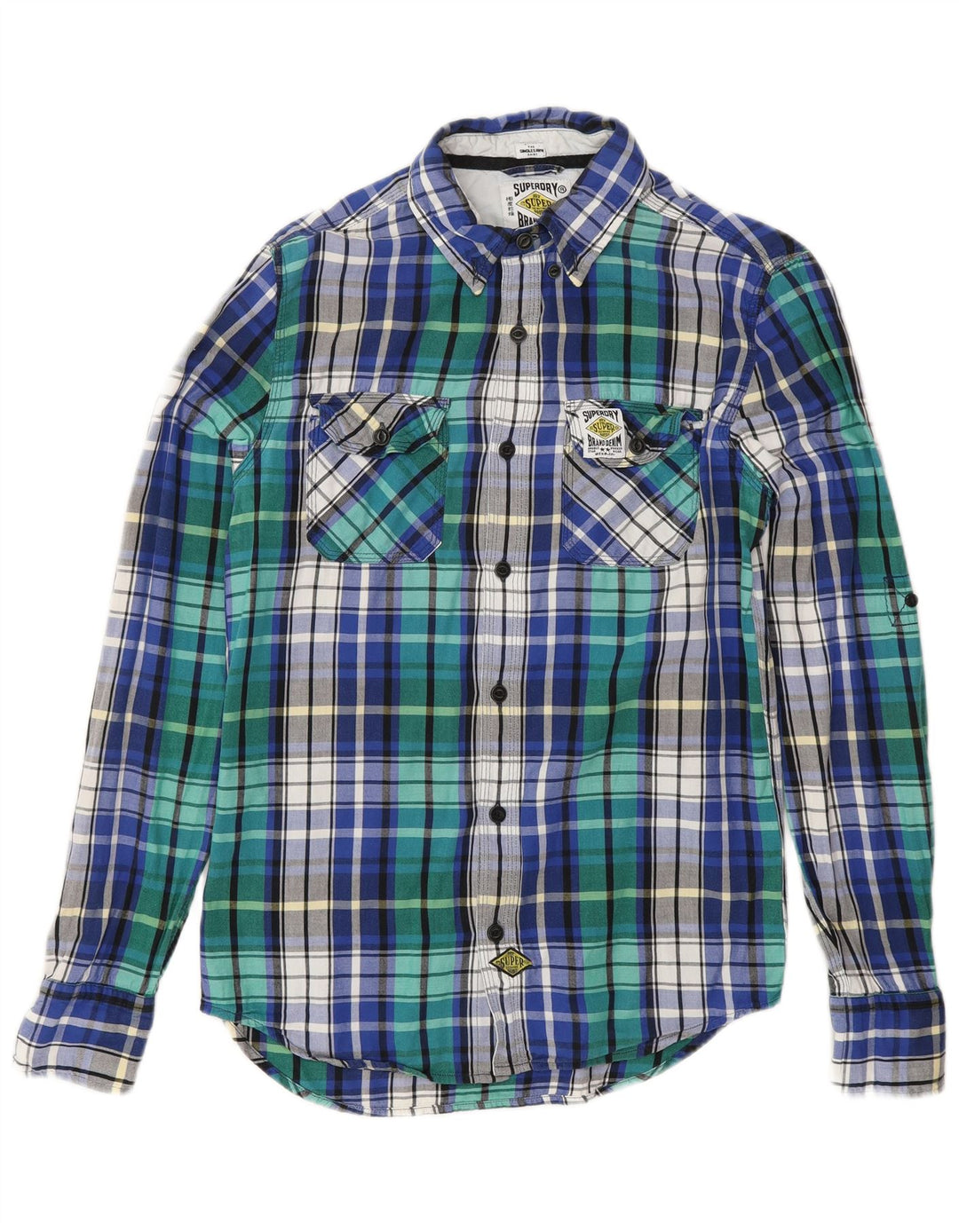 Cămașă de flanel pentru bărbați SUPERDRY, bumbac cu carouri albastre mici