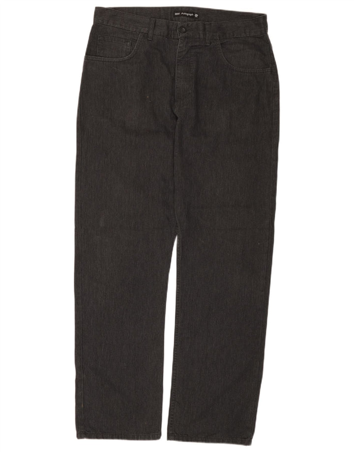 Pantaloni casual drepti pentru bărbați Marks & Spencer W34 L31 Gri Herringbone