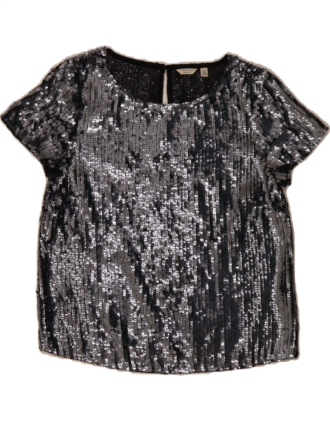 JACK WILLS Womens Sequin Blouse Top UK 10 Small  Navy Blue Polyester Vintage Jack Wills and Second-Hand Jack Wills from Messina Hembry 