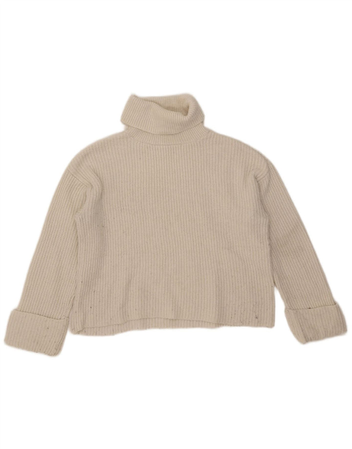 Pulover pentru femei Marks & Spencer Crop cu gât rulat alb mediu UK 14