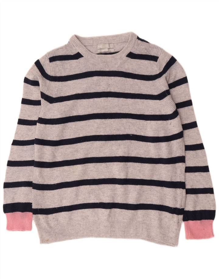 Pulover pentru femei Marks & Spencer cu decolteu triplu UK 16 mare, gri cu dungi
