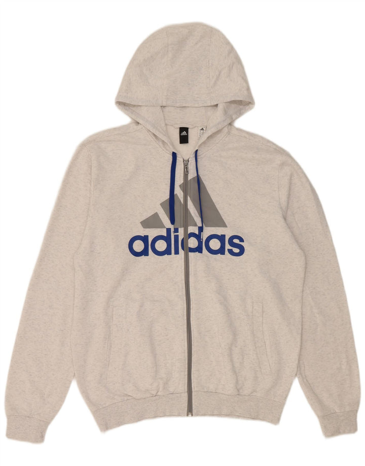 Pulover cu capotă cu fermoar și grafic Adidas pentru bărbați, mediu alb pete