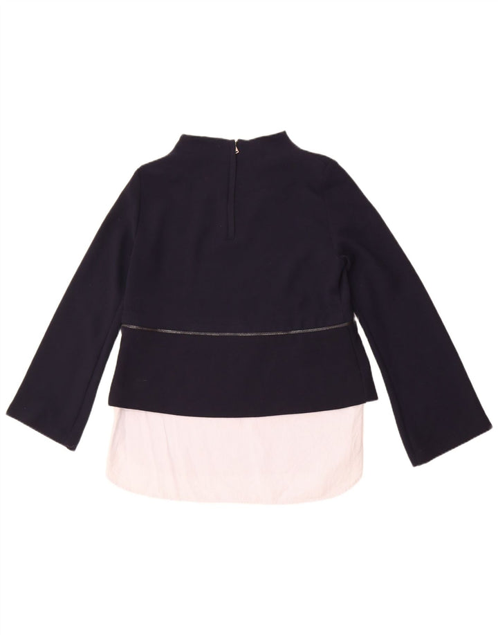 Top cu tunică cu mânecă lungă pentru femei Zara UK 12 Medium Bleumarin Colorblock