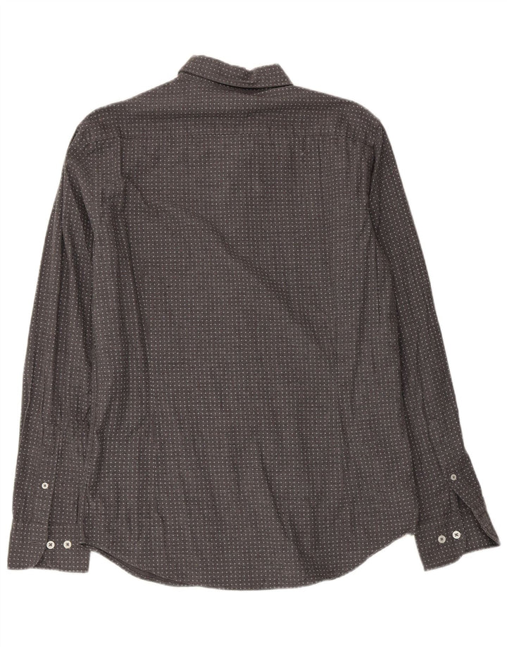 Cămașă Massimo Dutti pentru bărbați, bumbac geometric, gri mediu