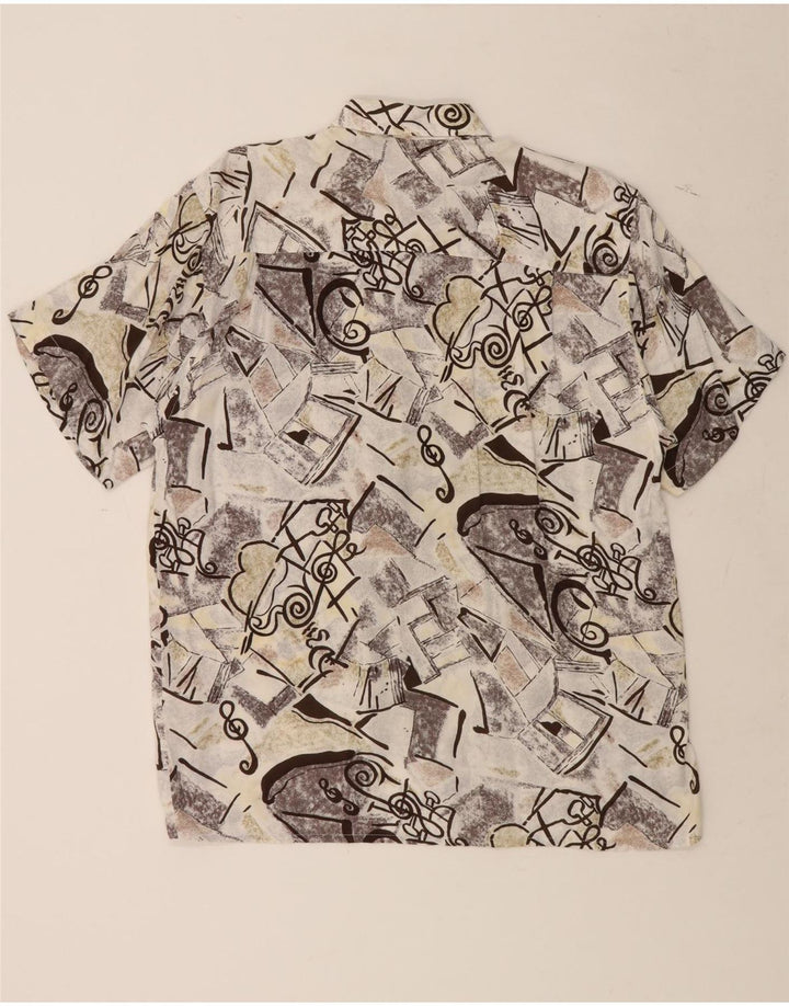 VINTAGE Mens Abstract Pattern Short Sleeve Shirt XL White Viscose Vintage Vintage and Second-Hand Vintage from Messina Hembry 