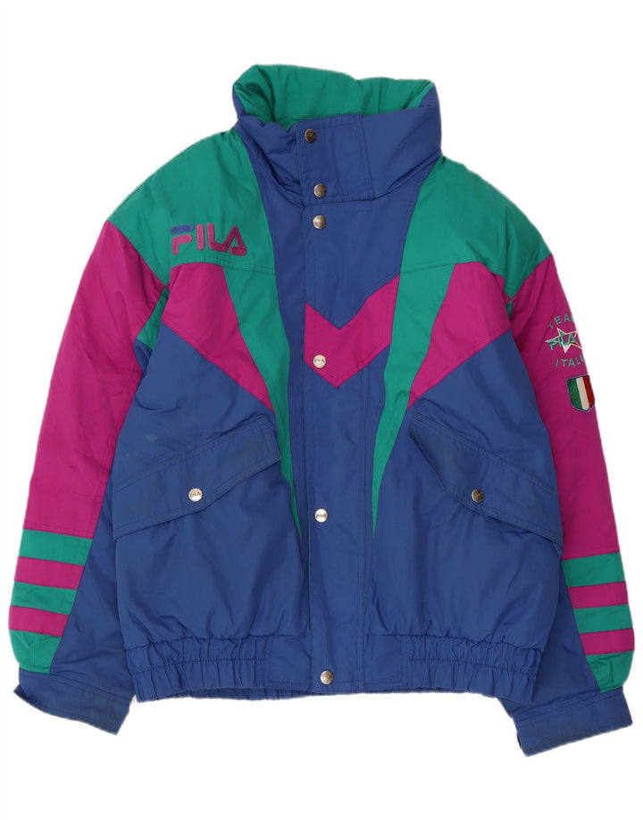 Jachetă de schi pentru bărbați Fila Graphic cu glugă UK 40 Medium Blue Colorblock Poliester