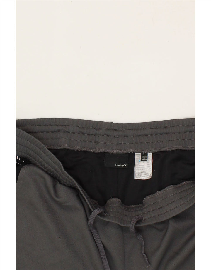 HURLEY Mens Graphic Sport Shorts Large  Grey Colourblock Polyester Vintage Hurley and Second-Hand Hurley from Messina Hembry 