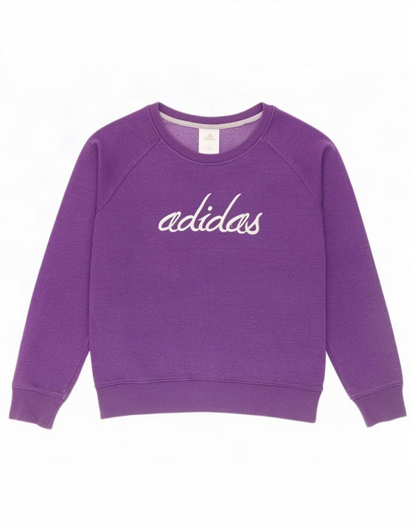 Pulover de hanorac grafic Adidas pentru femei UK 14 Bumbac violet mediu