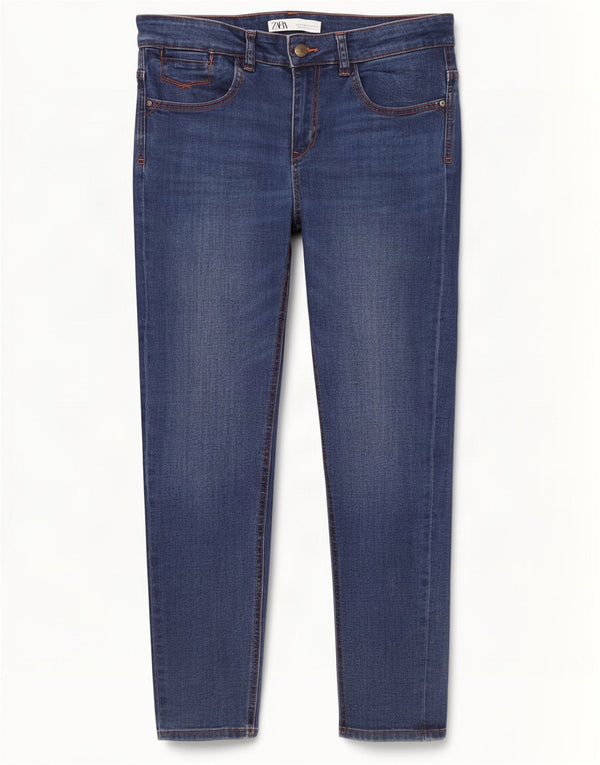 Blugi Skinny Crop pentru Damă Zara EU 42 Mari L32 L26 Bumbac Albastru