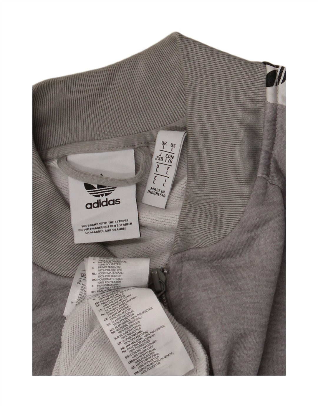 Jachetă de top pentru trening grafic ADIDAS pentru bărbați, mare, gri, poliester color bloc