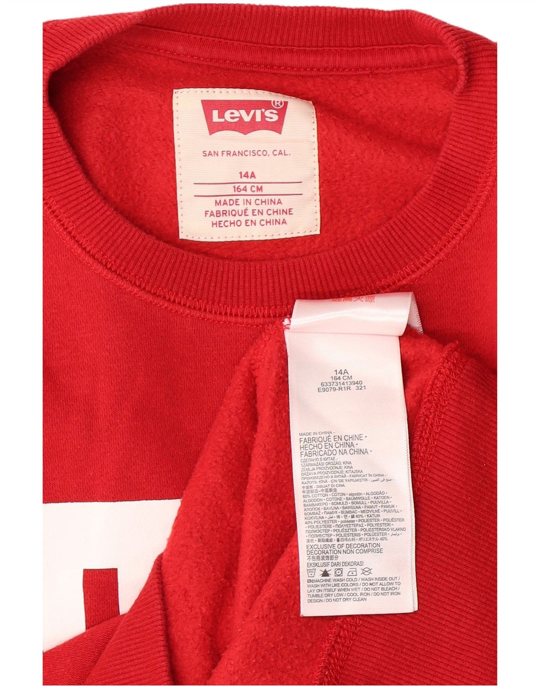 Pulover cu grafică LEVI'S pentru băieți, 13-14 ani, bumbac roșu