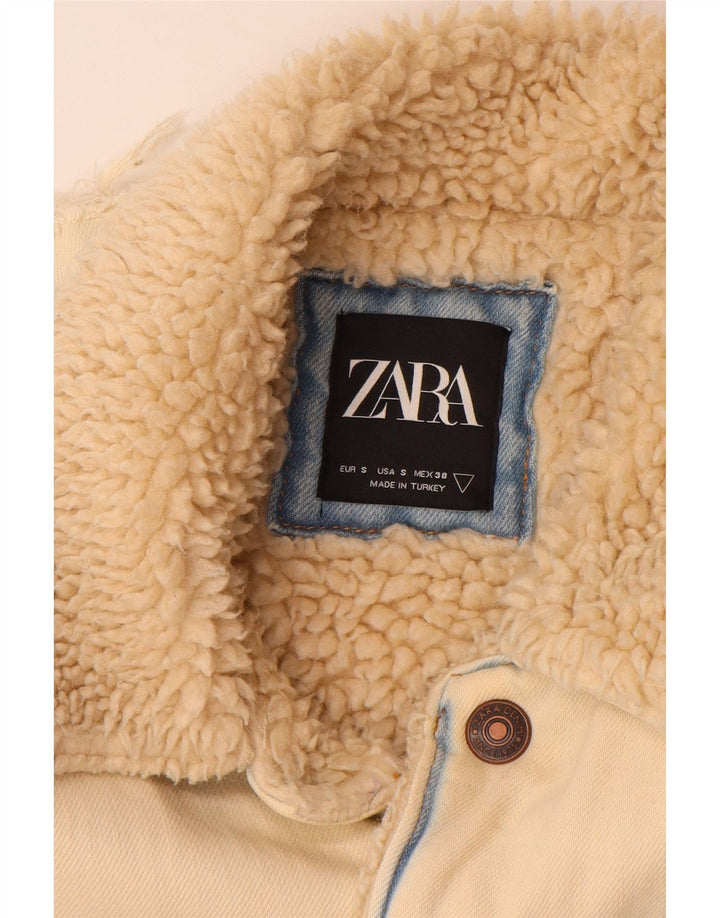 Jachetă de blugi Sherpa pentru bărbați Zara UK 36, bumbac, bej mic