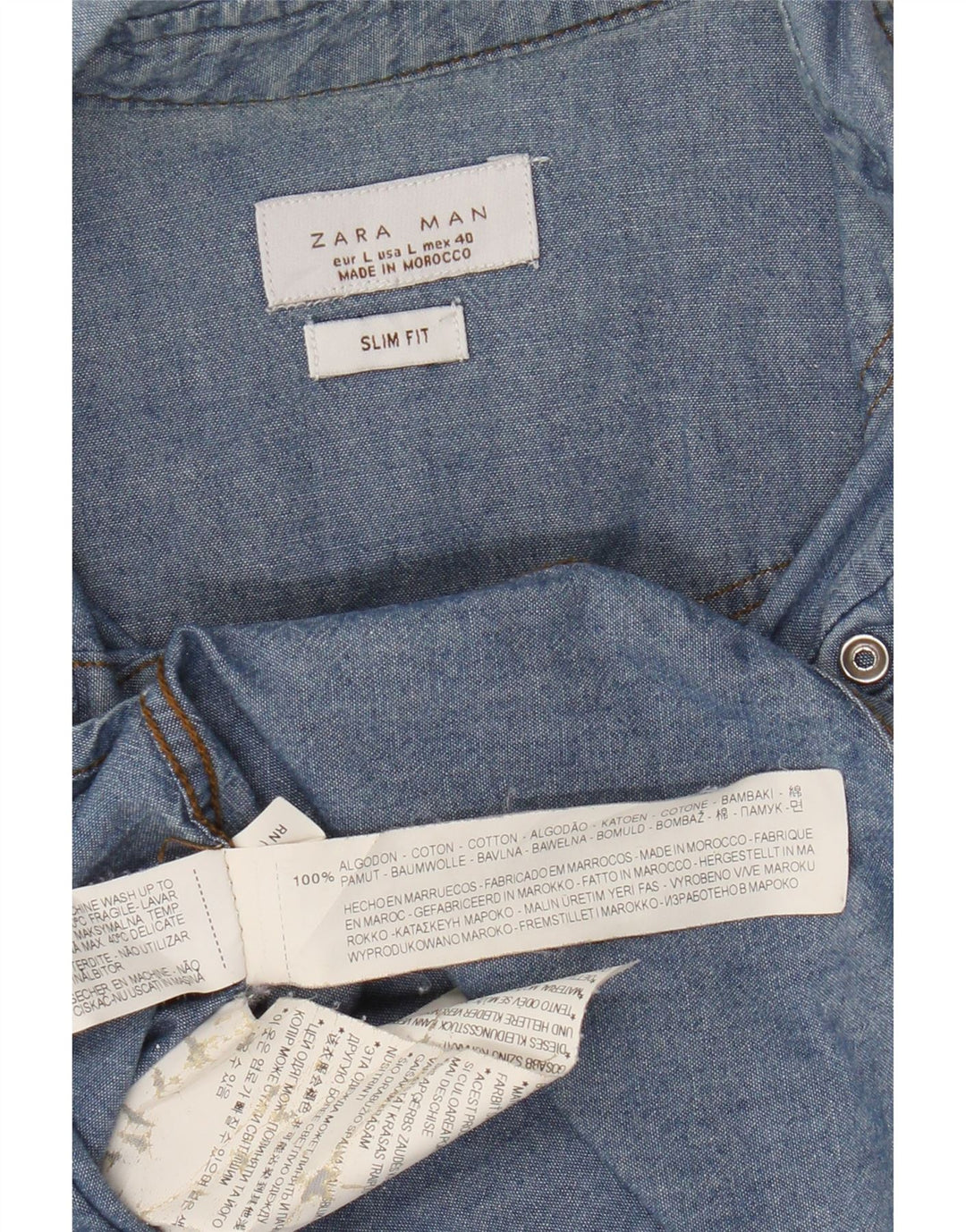 Cămașă din denim pentru bărbați Zara, mare, albastru, bumbac