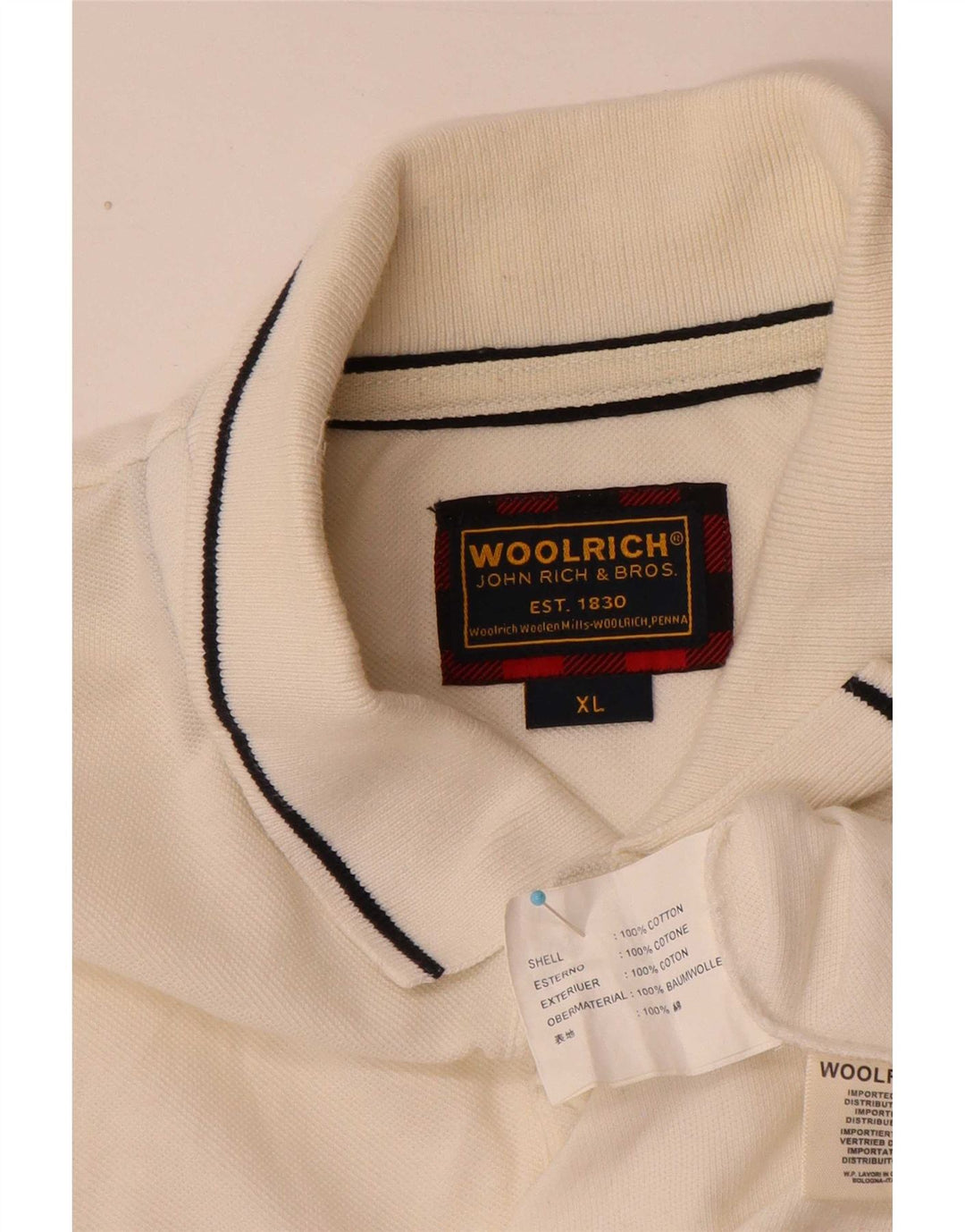 Tricou polo pentru bărbați Woolrich, bumbac alb XL