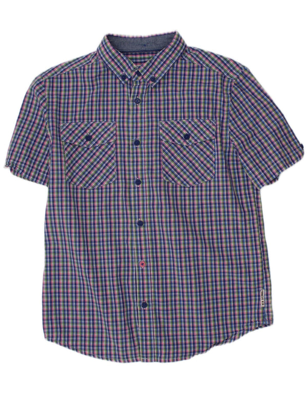 BEN SHERMAN Cămașă cu mânecă scurtă pentru băieți 10-11 ani, bumbac vichy albastru