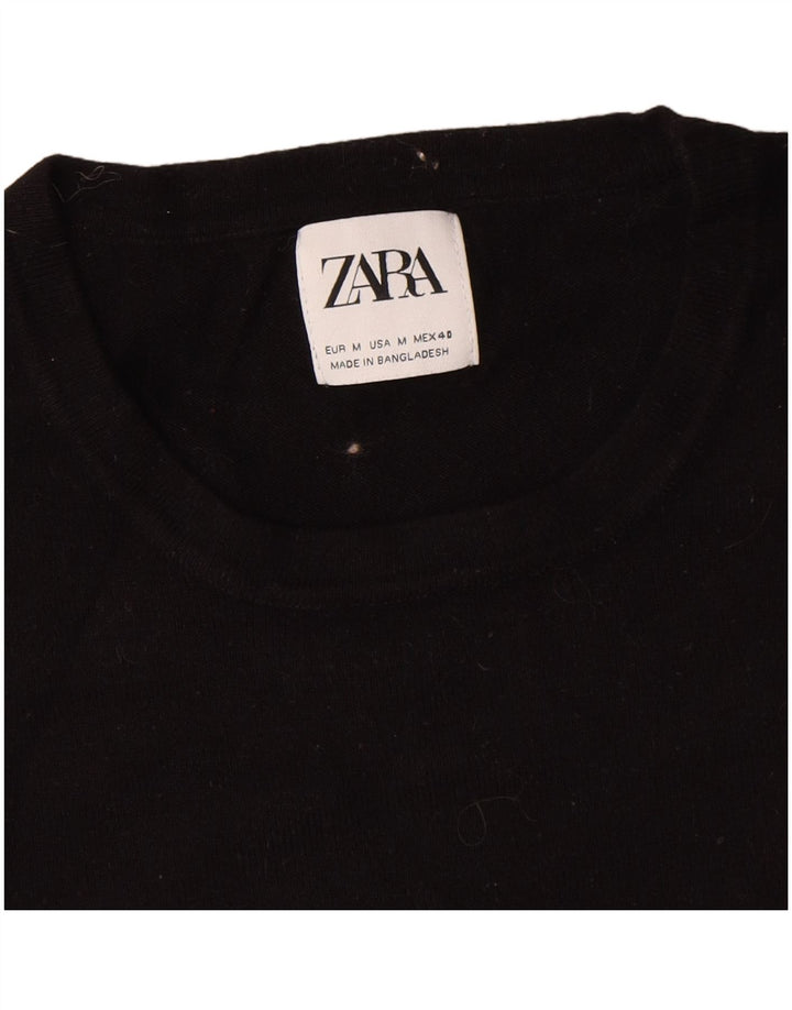 Pulover pentru bărbați Zara, cu gât crew, viscoză medie, neagră