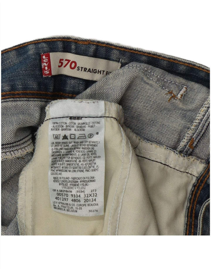 Blugi drepți distressed 570 Levi's pentru femei L32 L28 Bumbac albastru