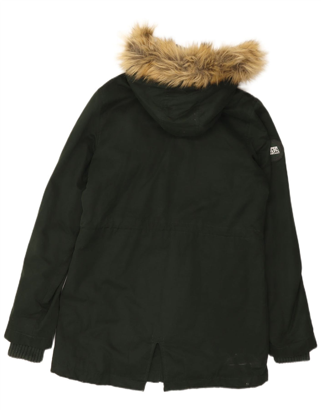 SUPERDRY jachetă parka Sherpa cu glugă pentru femei UK 12 Poliester kaki mediu