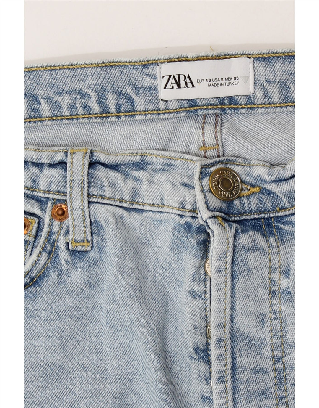 Blugi drepti pentru femei Zara EU 40 Medium W30 L26 Albastru