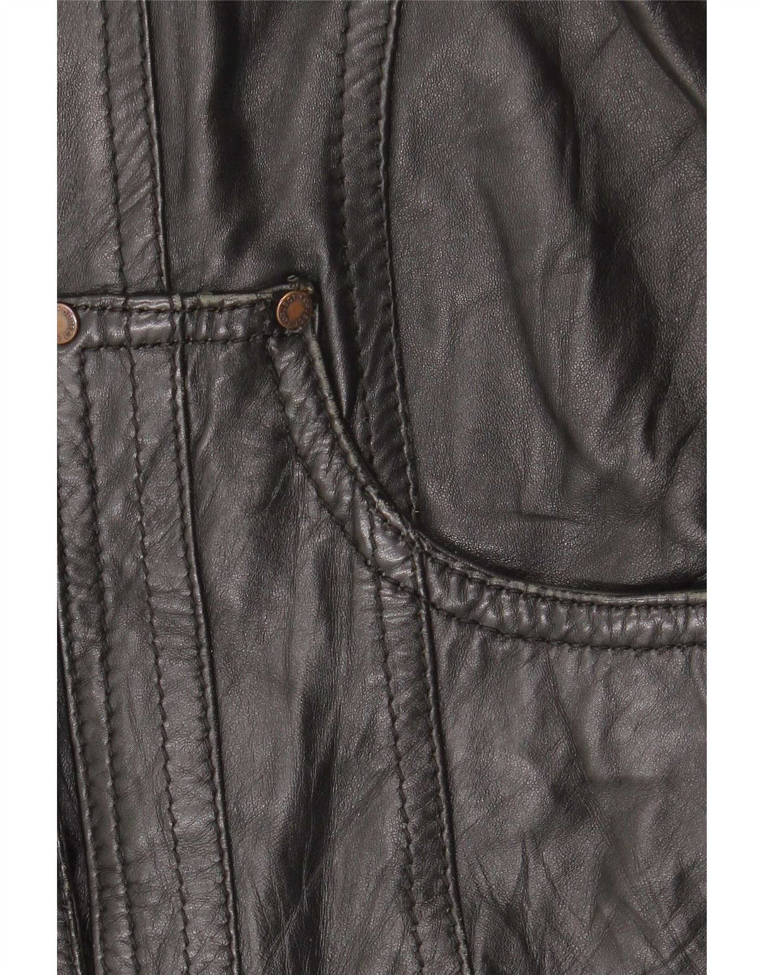 Geacă de piele pentru femei Object UK 10 Small Black Leather