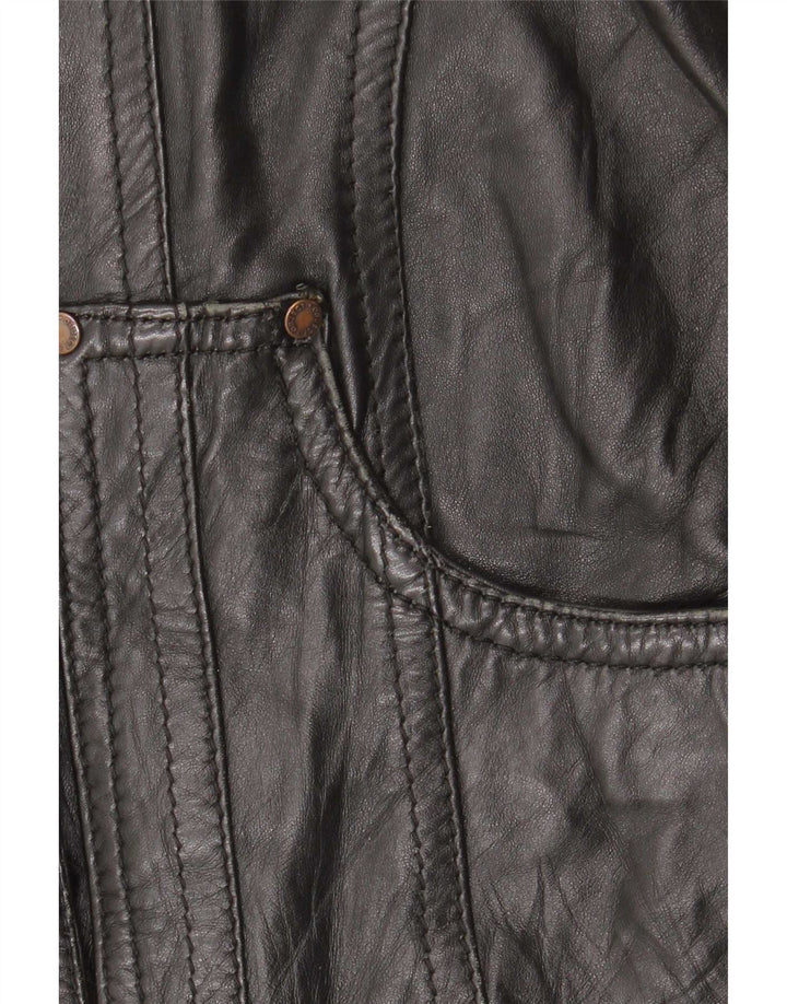 Geacă de piele pentru femei Object UK 10 Small Black Leather