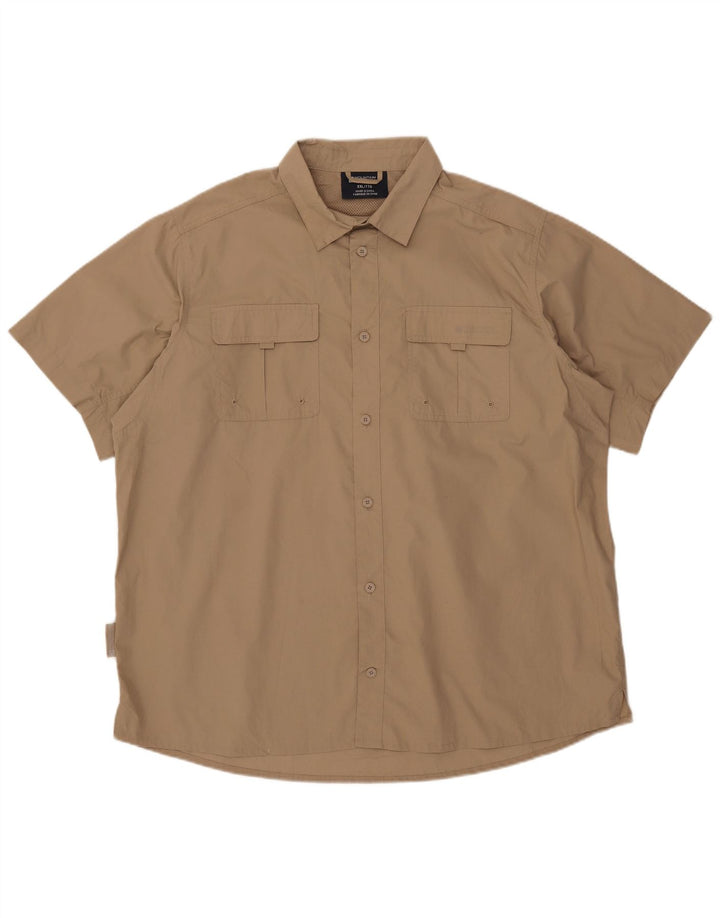 Cămașă cu mânecă scurtă pentru bărbați Mountain Warehouse, poliester bej 2XL