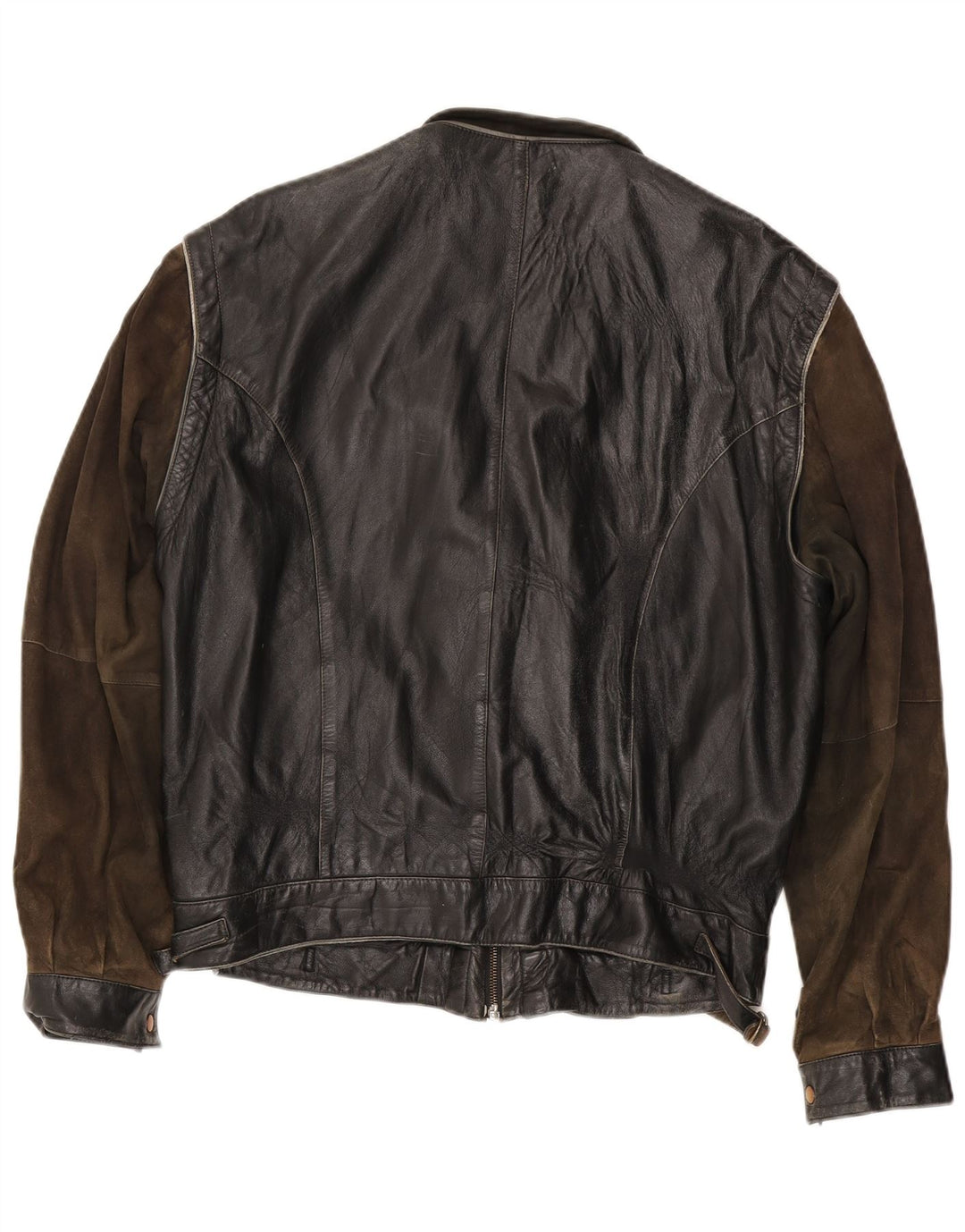 Jachetă de piele vintage pentru bărbați IT 56 3XL din piele neagră color bloc