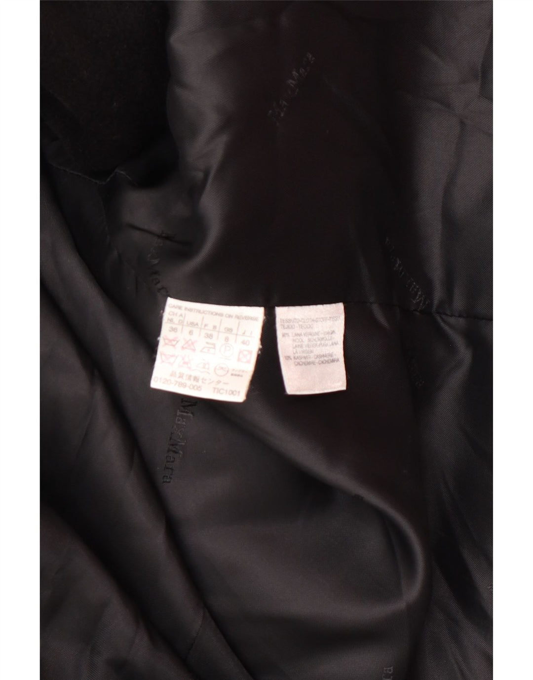 MAX MARA Palton pentru femei UK 8 Mic Negru Lână Clasic