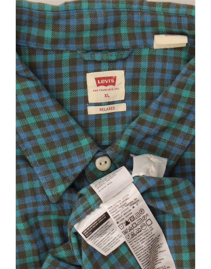 Cămașă de flanel relaxată pentru bărbați Levi's XL, bumbac vichy verde
