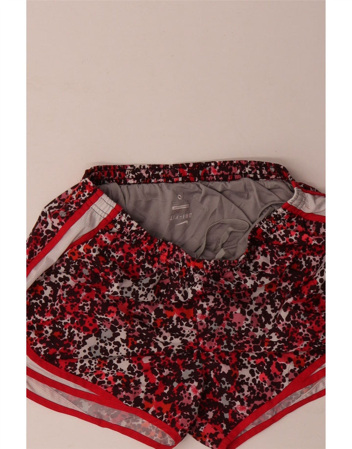 Pantaloni scurti sport NIKE Dri Fit pentru femei UK 14 Medium Red Animal Print Poliester