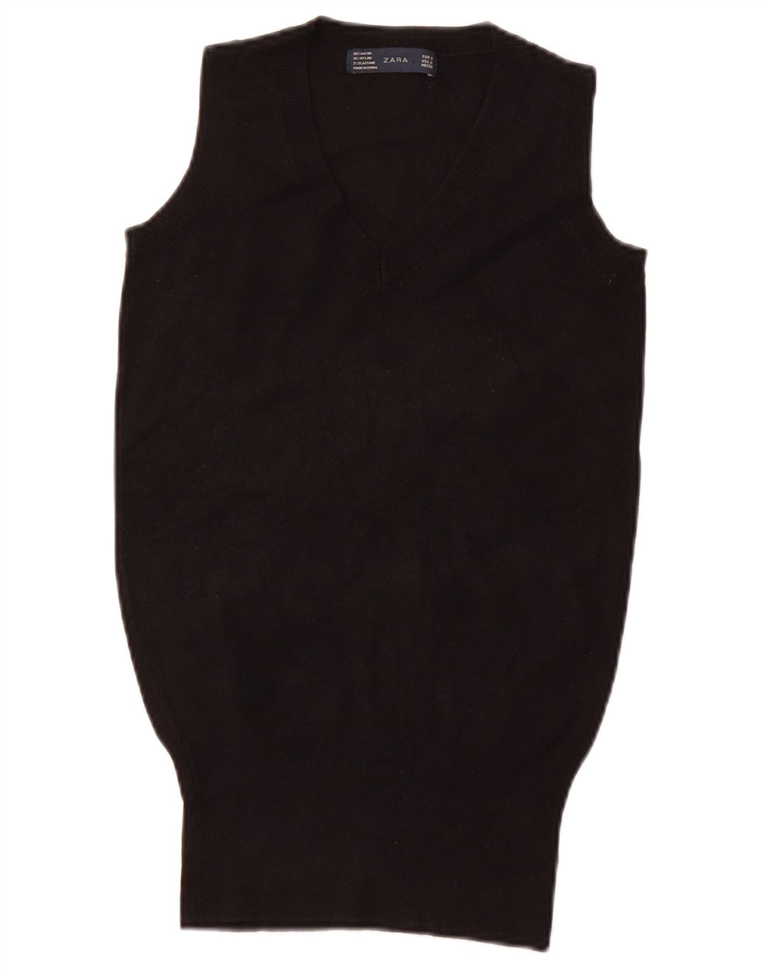 ZARA Femei Vest Tank Top UK 8 Small Black Rayon