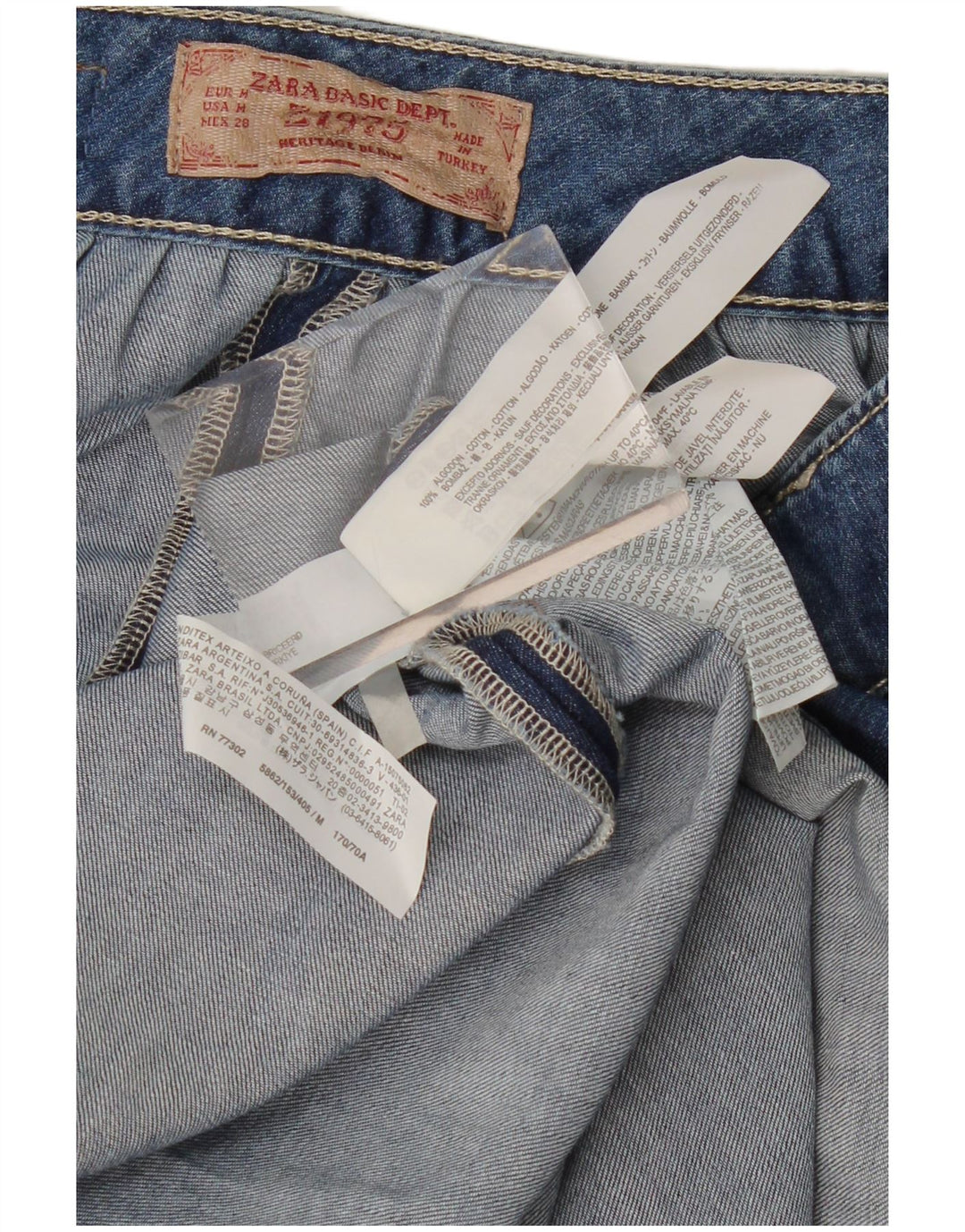 Fusta Denim ZARA Femei Medium W28 Bumbac Albastru