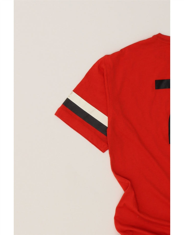NEW BALANCE Womens Graphic T-Shirt Top UK 10 Small Red Polyester Vintage New Balance and Second-Hand New Balance from Messina Hembry 