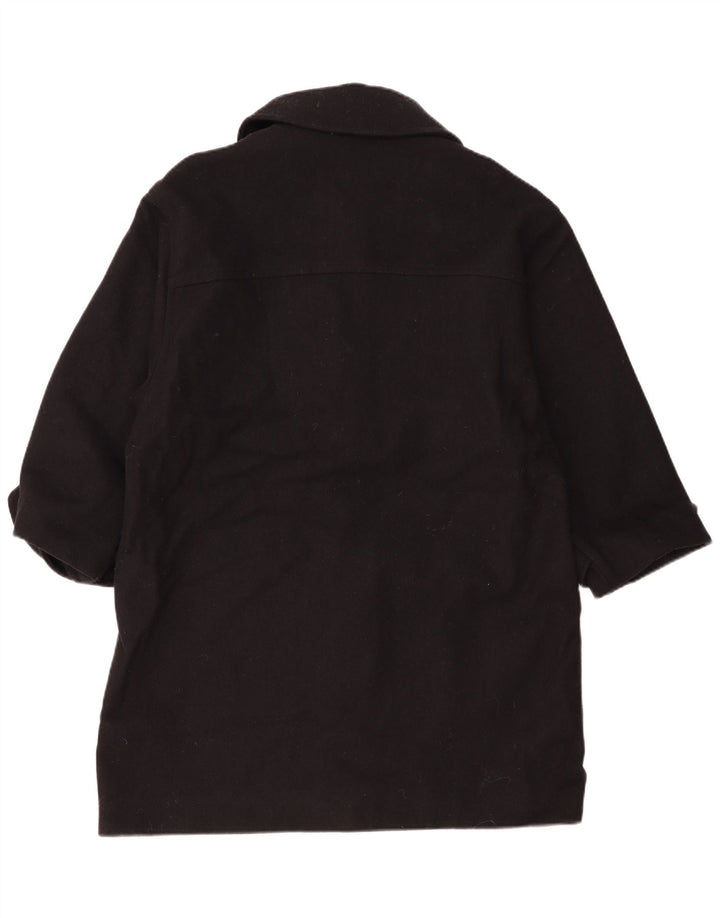 Duffle Coat supradimensionat pentru femei Vintage UK 14 Medium Negru Lână