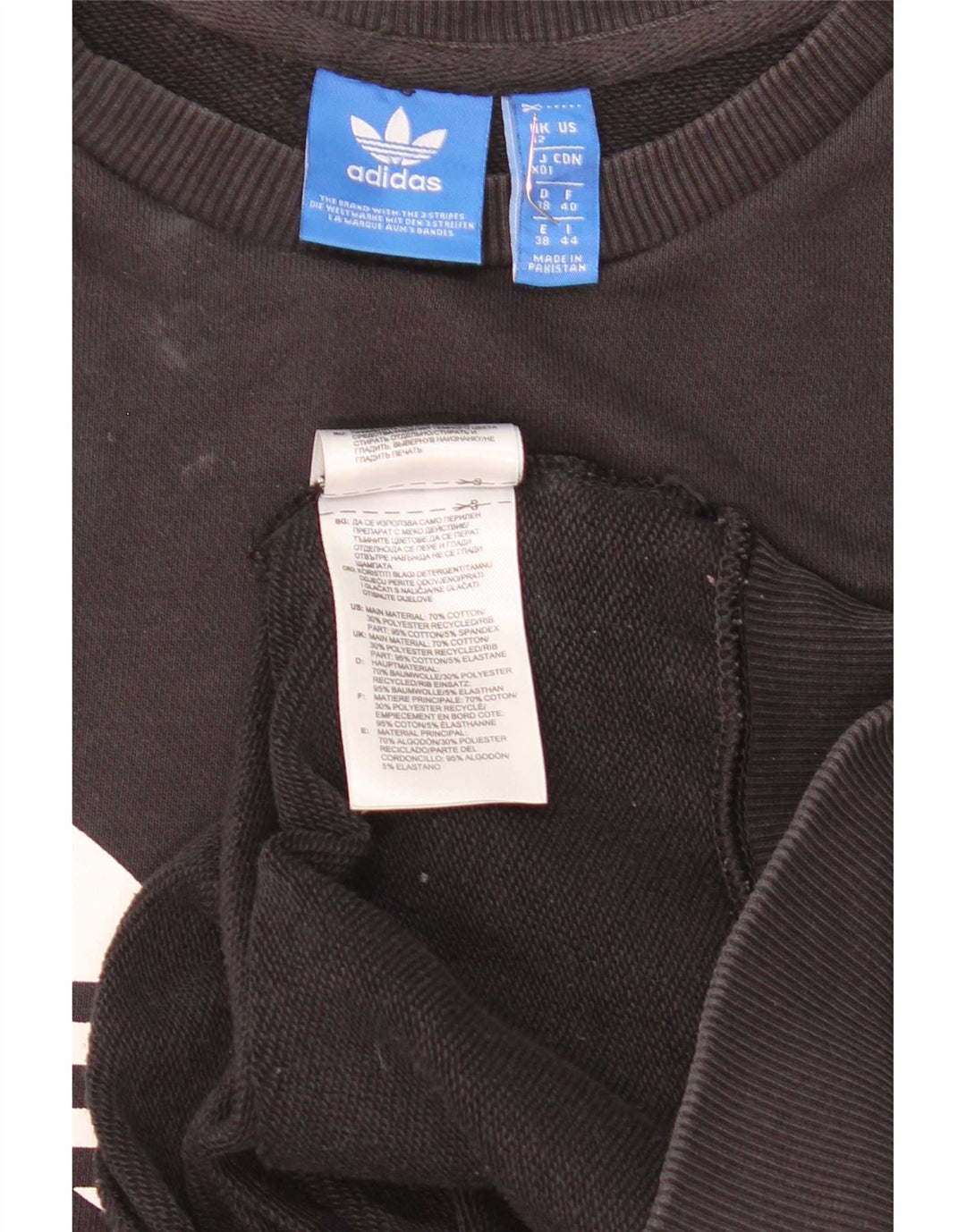 Pulover de hanorac grafic Adidas pentru femei UK 12 bumbac mediu negru