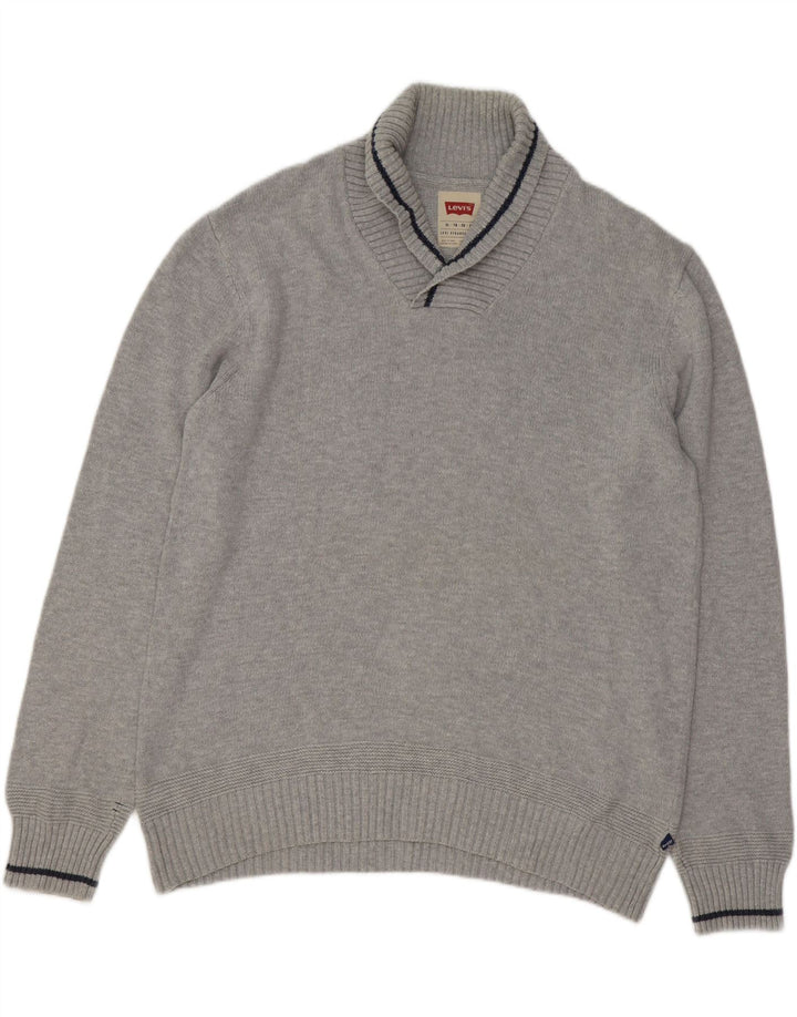 LEVI'S Mens Shawl Neck Jumper Sweater XL Grey
